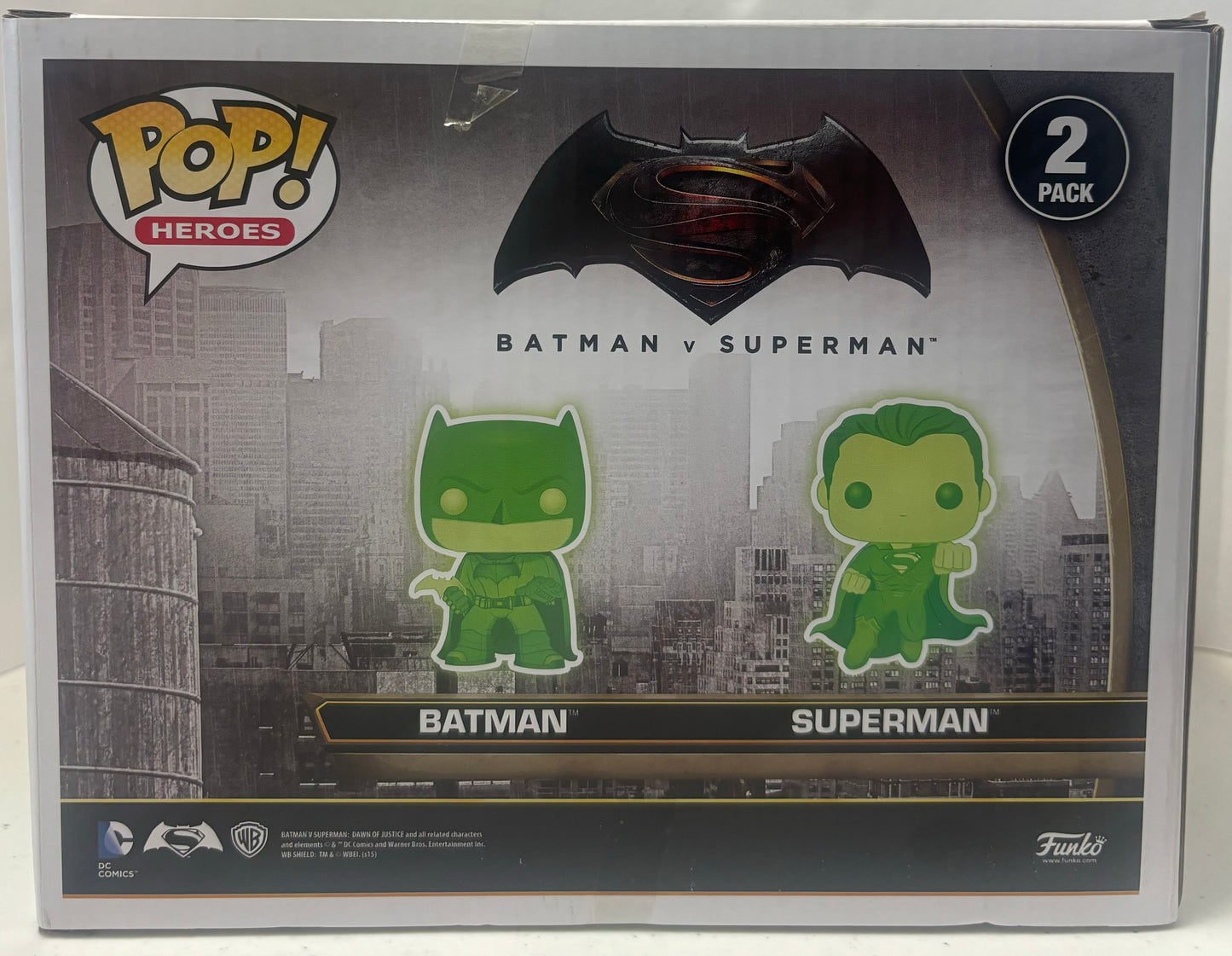 Batman vs Superman 2 pack Funko Pop Wal-Mart Exclusive Glows in the Dark (pre-owned)