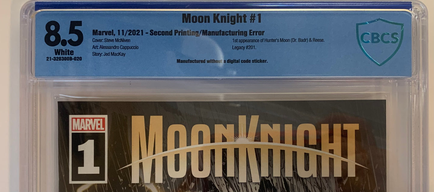 Moon Knight #1 Graded CBCS 8.5 Second Printing/Manufacturing Error (pre-owned)