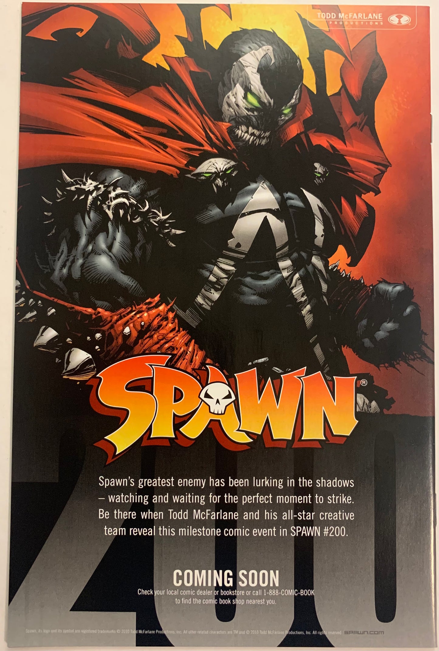 Spawn #199 Low Print Run Newsstand Edition cover by Greg Capullo VF / NM