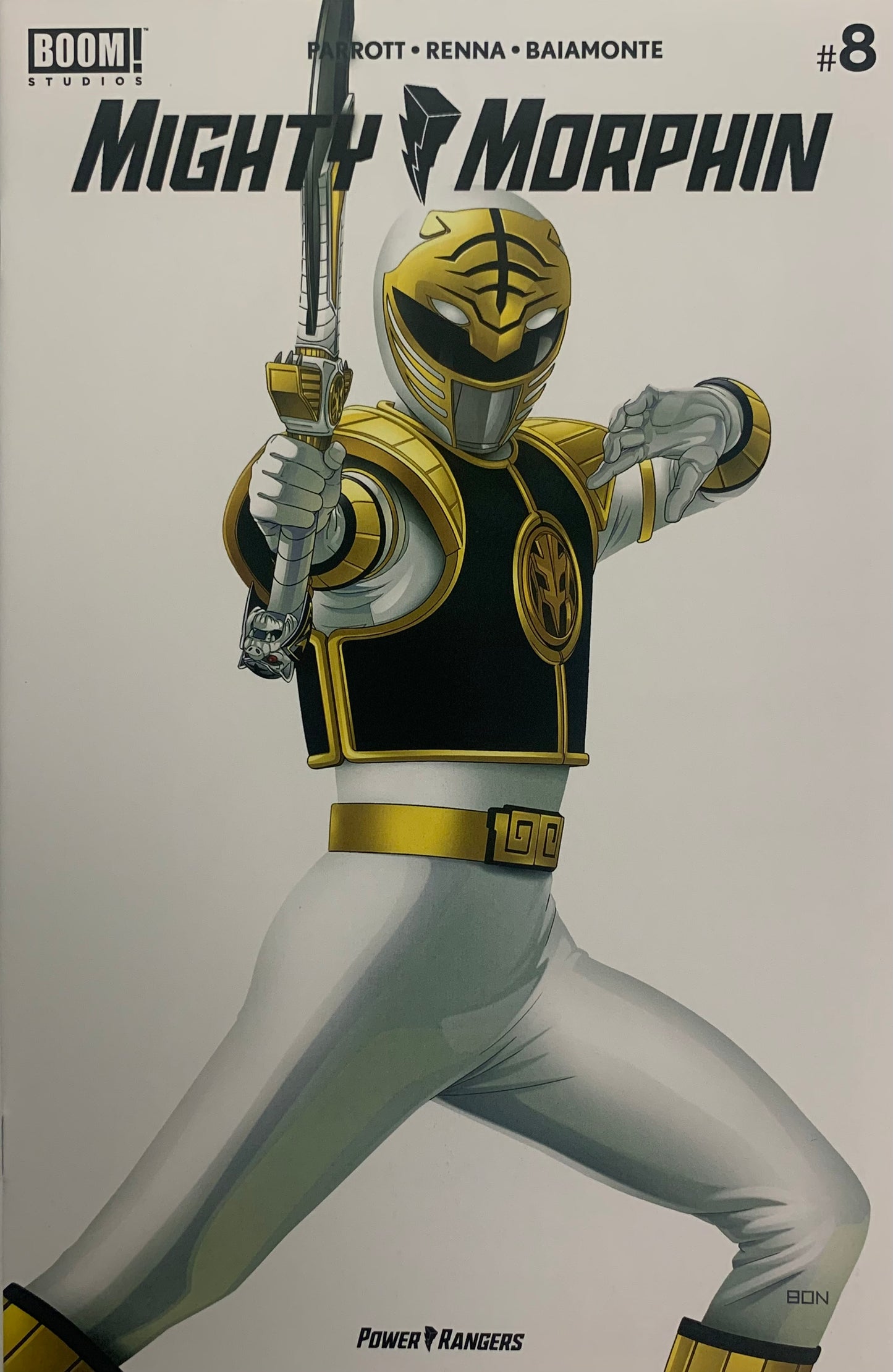 MIGHTY MORPHIN #8 BON BERNARDO White Ranger Variant LTD 500 NM (pre-owned)