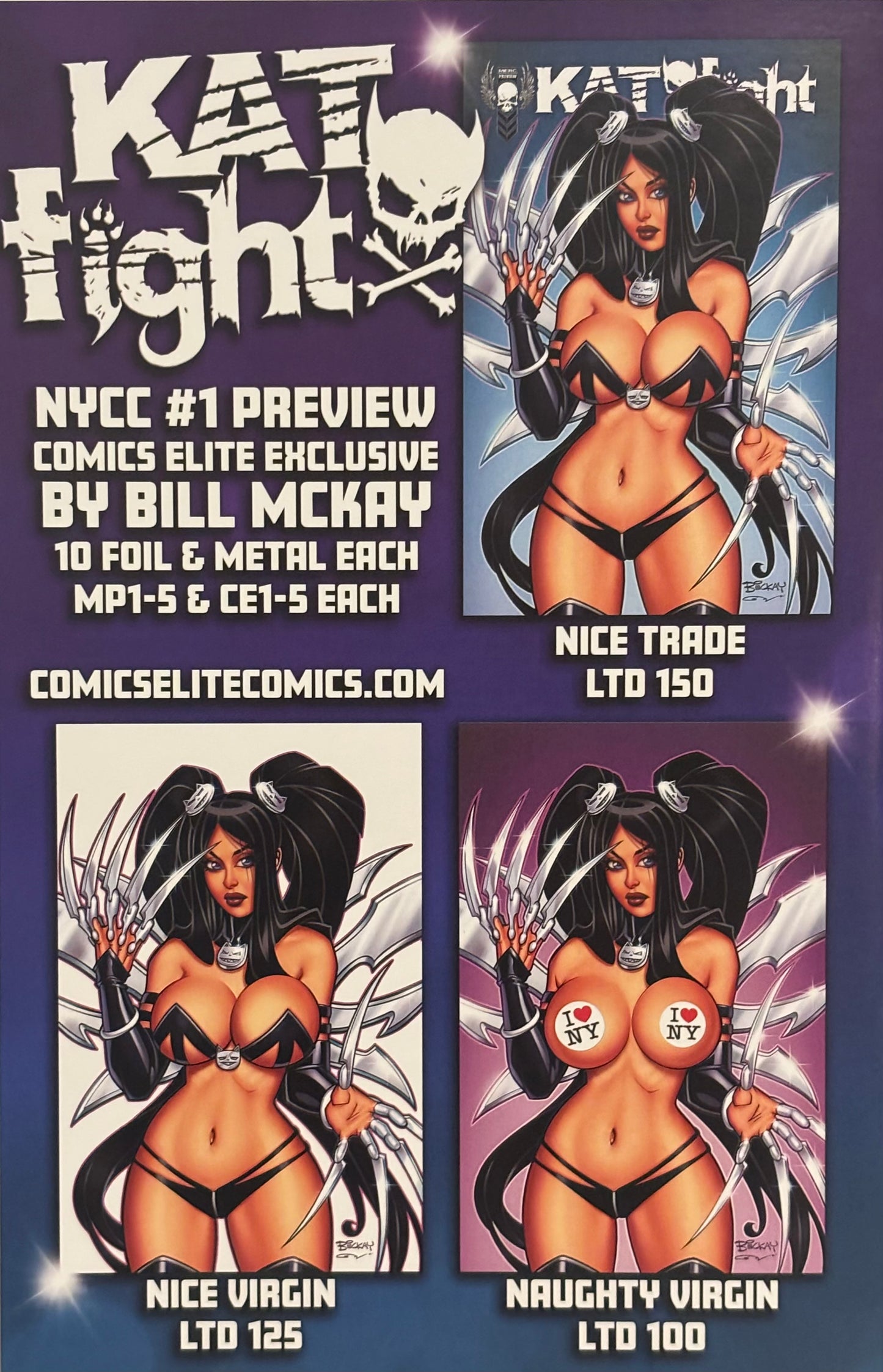 Katfight NYCC #1 2023 Preview Nice Trade Limited Edition Ltd 150 Bill McKay NM