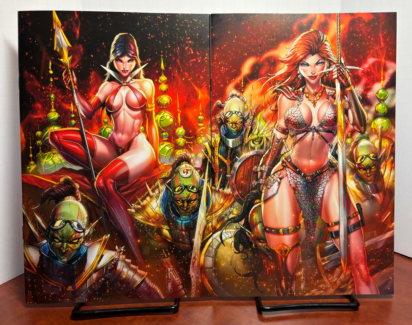 RED SONJA 1 & VAMPIRELLA 2 TYNDALL Virgin Red Variant C Set LTD 700 NM