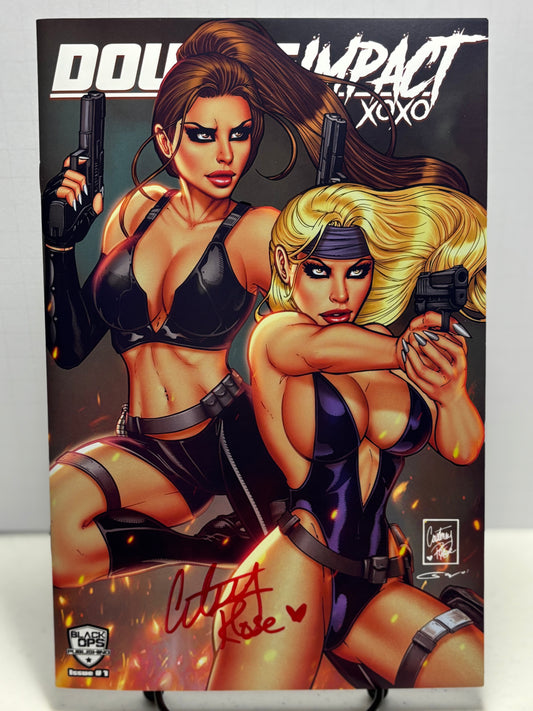 DOUBLE IMPACT #1 COURTNEY ROSE TRADE DRESS SIGNED BY COURTNEY ROSE NM