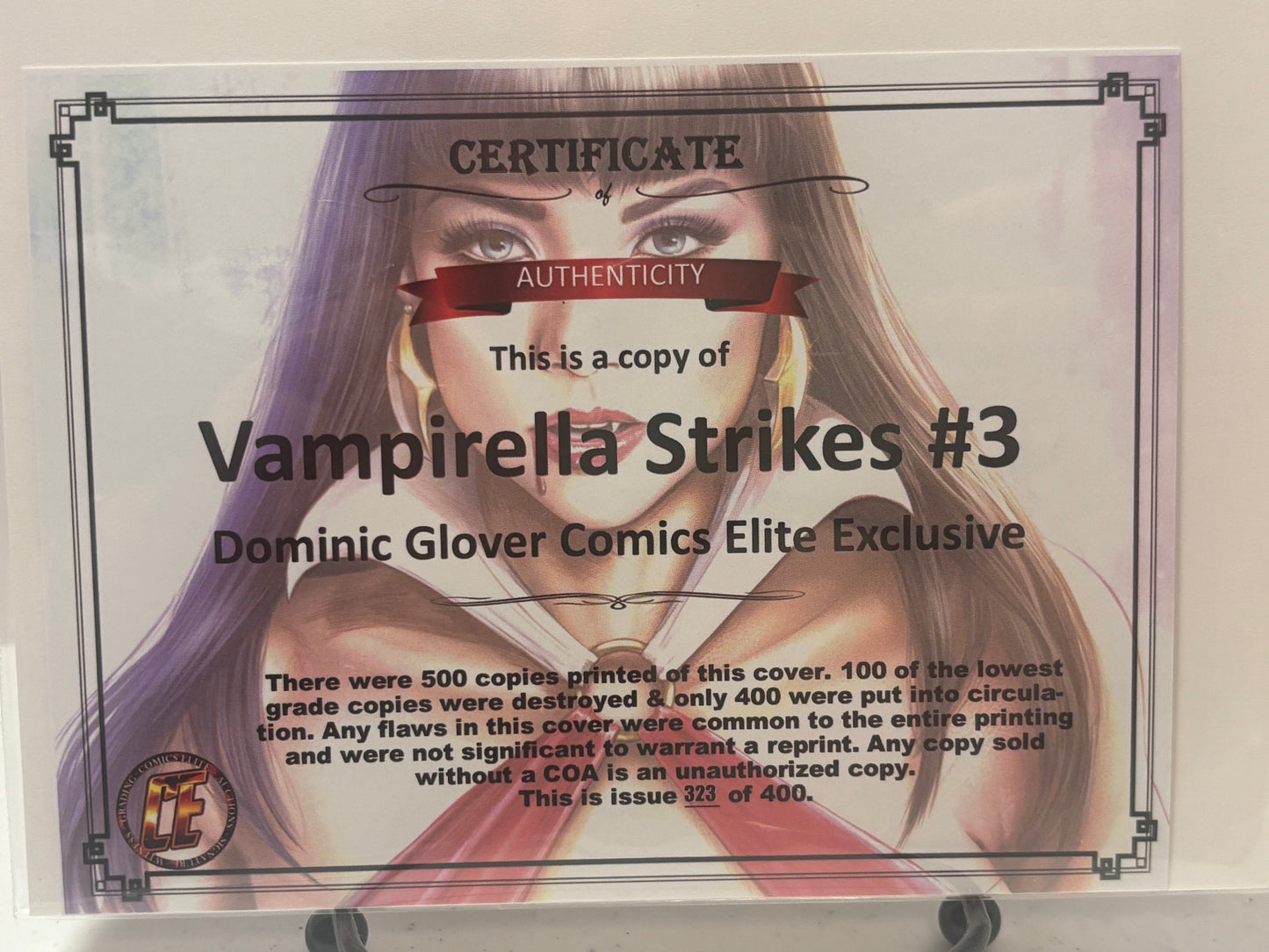 Vampirella Strikes #3 Virgin Variant Dominic Glover LTD 400 with COA