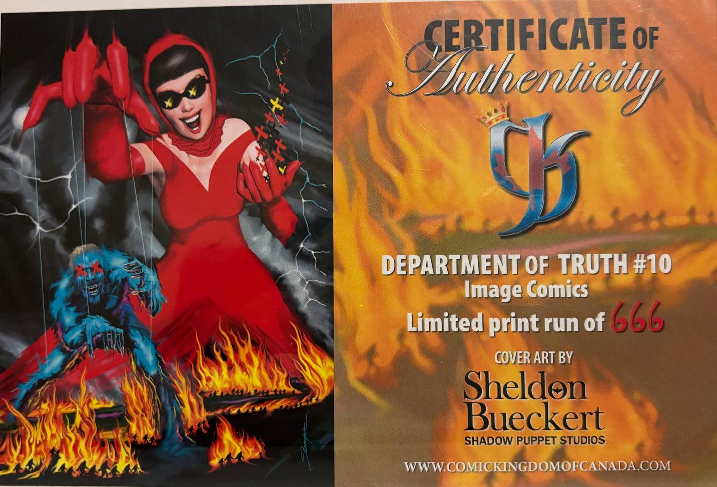 Department of Truth #10 (DOT) Sheldon Bueckert Ltd: 666 w/COA NM (pre-owned)