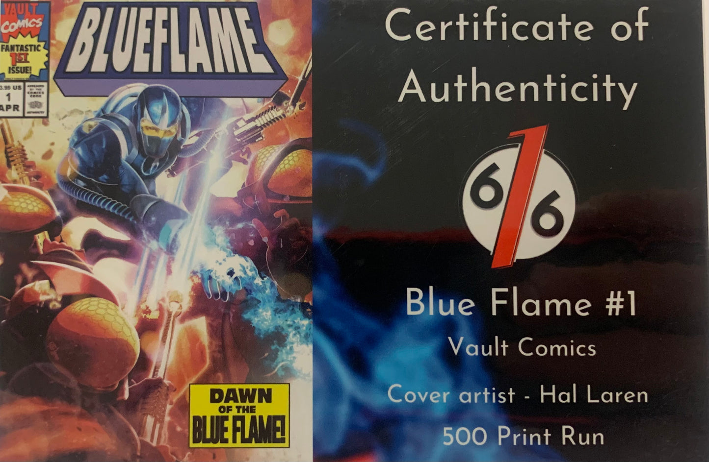 Blueflame #1 Trade Exclusive Vault Comics Hal Laren Exclusive Virgin Variant LTD 500 NM (pre-owned)