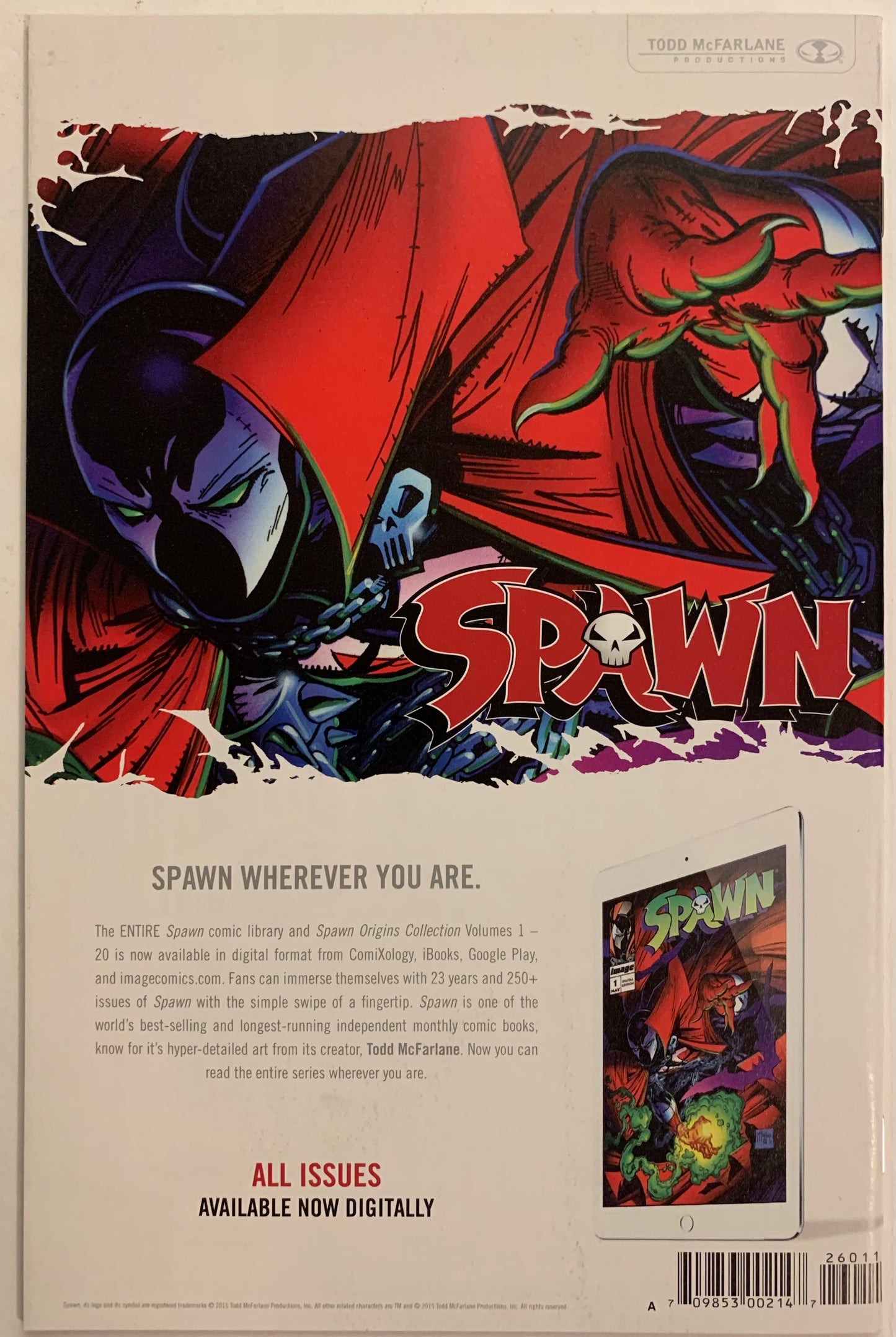 Spawn #260 Part 2 Satan Saga Wars Cover by Todd McFarlane Low Print Run