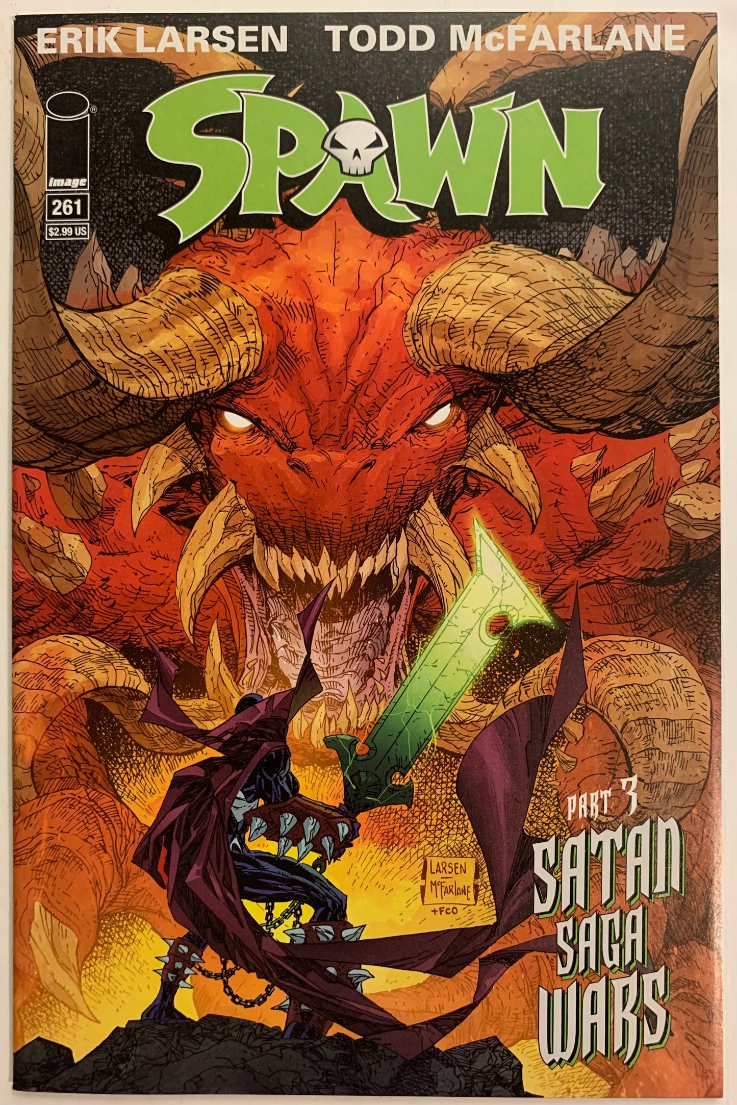 Spawn #261 Part 3 Satan Saga Wars Cover by Larsen and McFarlane Low Print Run