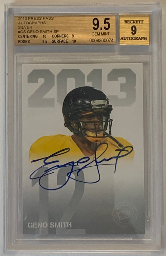 2013 Press Pass Autographs Silver Geno Smith BGS 9.5 Auto 9