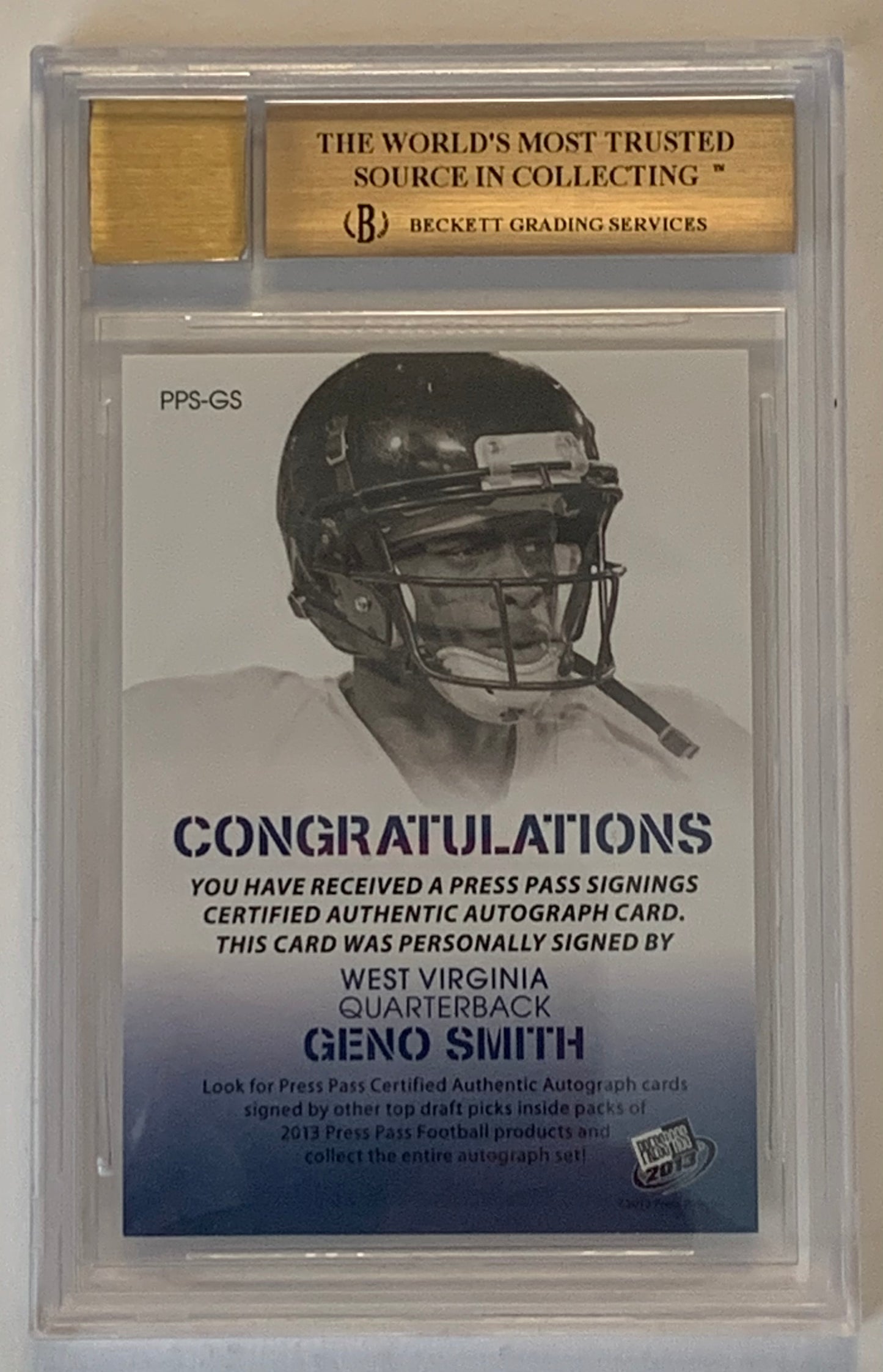 2013 Press Pass Autographs Silver Geno Smith BGS 9.5 Auto 9